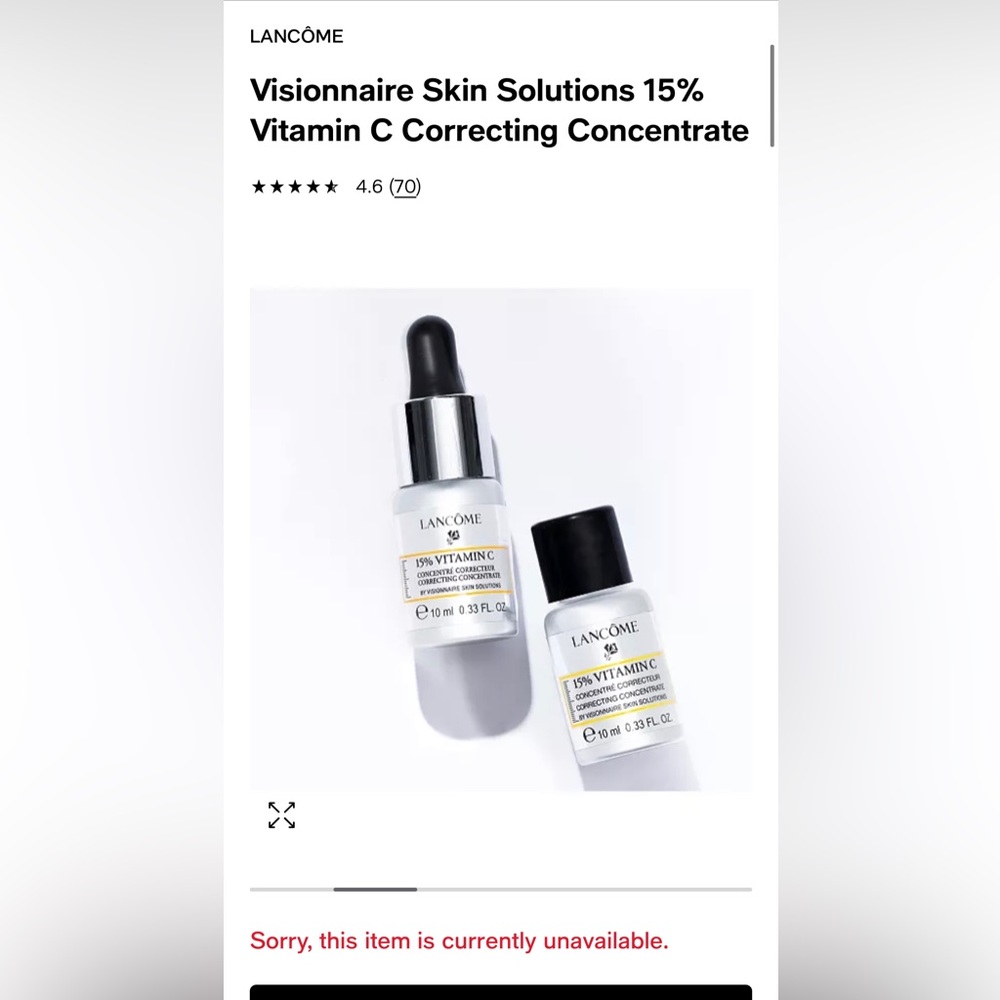 Last mark down.New Lancôme Visionnaire Skin Solutions 15% Vitamin C